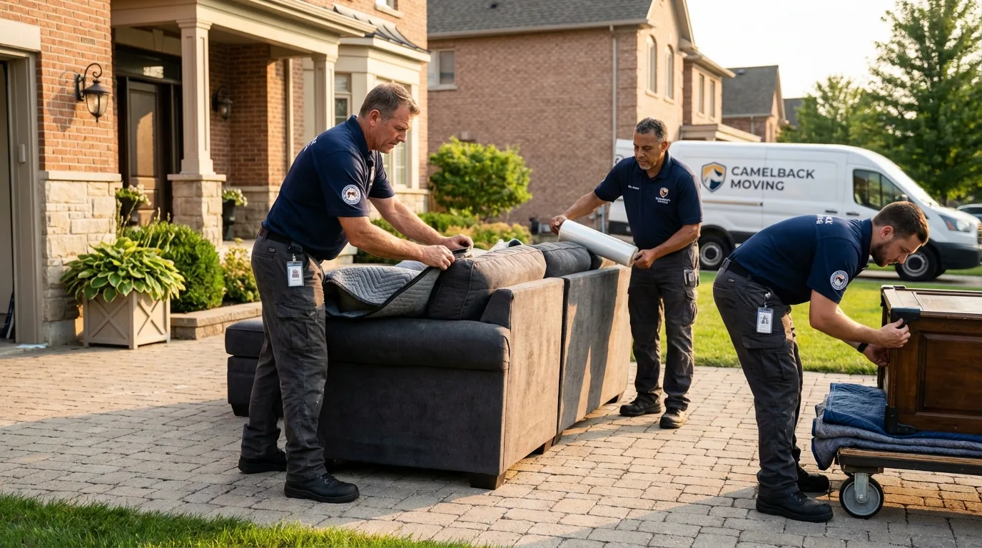 Large estate moving crew wrapping furniture in Montrose, MN
