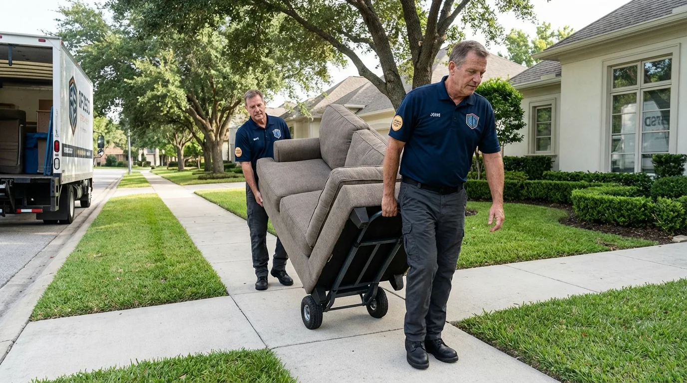Local residential moving crew loading furniture in Montrose, MN